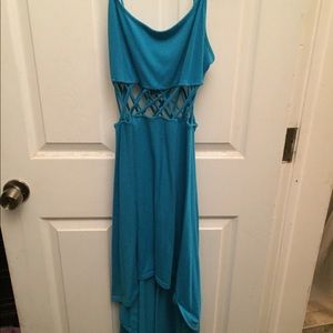 spaghetti strap cutout hi-lo dress